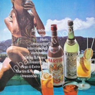 CARTEL ANTIGUO ORIGINAL DE VINOS MARTINI VERMOUTH 1960s /385