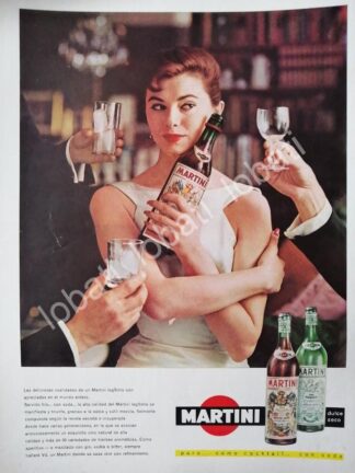 CARTEL ANTIGUO ORIGINAL DE VINOS MARTINI VERMOUTH 1960s /375