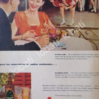 CARTEL ANTIGUO ORIGINAL DE VINOS. WHISKY SCHENLEY 1946 /584 MUY RARO