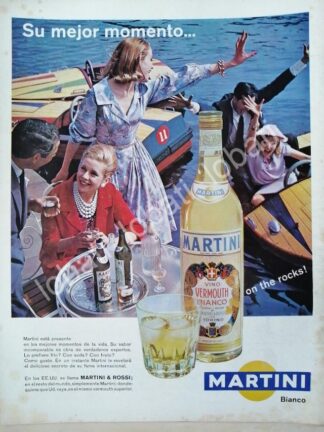 CARTEL ANTIGUO ORIGINAL DE VINOS MARTINI VERMOUTH 1960s /365
