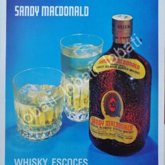 CARTEL ANTIGUO ORIGINAL DE VINOS. WHISKY SANDY MACDONALD 1980s /583