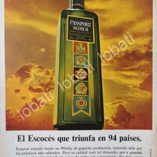CARTEL ANTIGUO ORIGINAL DE VINOS. WHISKY PASSPORT SCOTCH 1980s /582