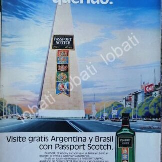 CARTEL ANTIGUO ORIGINAL DE VINOS. WHISKY PASSPORT SCOTCH 1982 /581