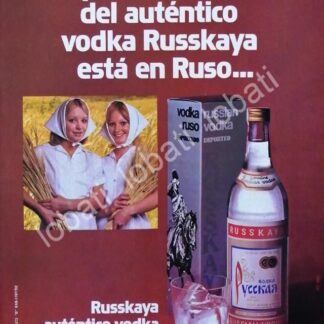 CARTEL ANTIGUO ORIGINAL DE VODKA RUSSKAYA 1970s /V337 RARO