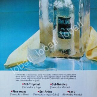 CARTEL ANTIGUO ORIGINAL DE VODKA FINNVODKA 1970s /V336 RARO