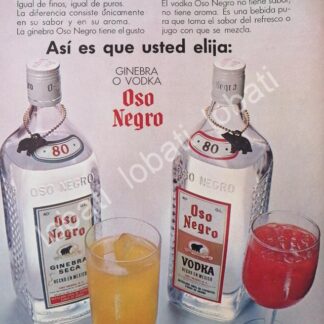 CARTEL ANTIGUO ORIGINAL DE VODKA Y GINEBRA OSO NEGRO 1960s /V334