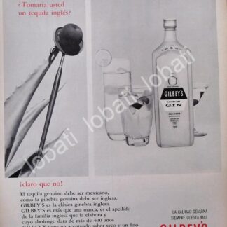 CARTEL ANTIGUO ORIGINAL DE GINEBRA GILBEYS 1960s /V325