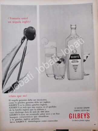 CARTEL ANTIGUO ORIGINAL DE GINEBRA GILBEYS 1960s /V325