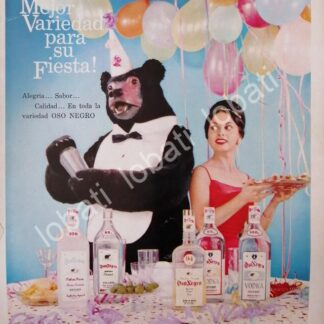 CARTEL ANTIGUO ORIGINAL DE GINEBRA OSO NEGRO 1964 /V323