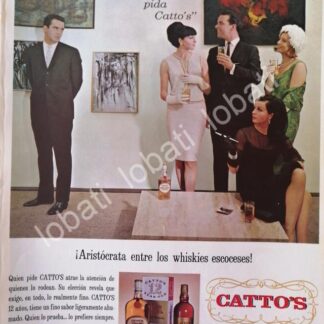 CARTEL ANTIGUO ORIGINAL DE VINOS. WHISKY CATTOS GOLD LABEL 1965 /569 /RARO