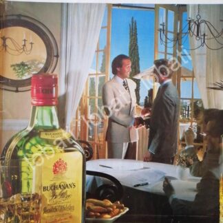 CARTEL ANTIGUO ORIGINAL DE VINOS. WHISKY BUCHANANS 1980s /603