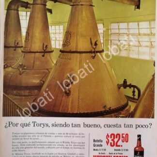CARTEL ANTIGUO ORIGINAL DE VINOS. WHISKY TORYS 1964 /543