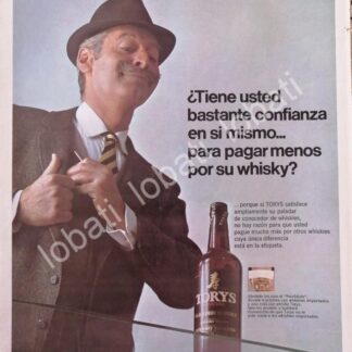 CARTEL ANTIGUO ORIGINAL DE VINOS. WHISKY TORYS 1968 /542