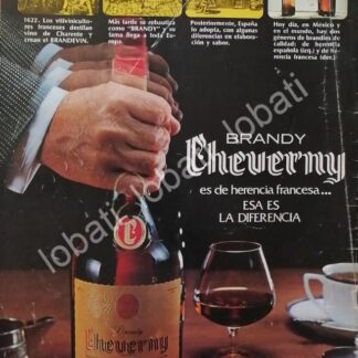 CARTEL ANTIGUO ORIGINAL DE VINOS. BRANDY CHEVERNY 1978 /528 MARTELL DE MEXICO