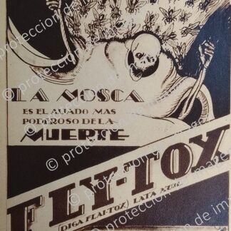 CARTEL PUBLICITARIO ANTIGUO. INSECTICIDA FLYTOX, DIBUJO DE E. ROJANO 1930