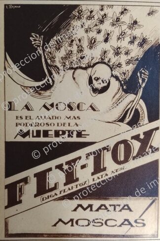 CARTEL PUBLICITARIO ANTIGUO. INSECTICIDA FLYTOX, DIBUJO DE E. ROJANO 1930