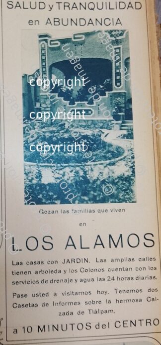 CARTEL ANTIGUO. CONSTRUYEN COLONIA LOS ALAMOS D.F 1930 /BIENES RAICES /4