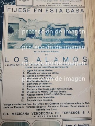 CARTEL ANTIGUO. CONSTRUYEN COLONIA LOS ALAMOS D.F 1930 /BIENES RAICES /5