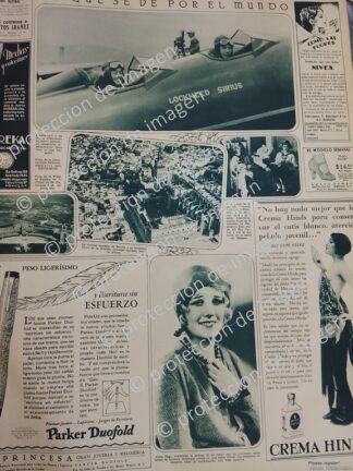 AFICHE ANTIGUO CHARLES LINDBERG Y OTROS / PILOTOS , AVIACION