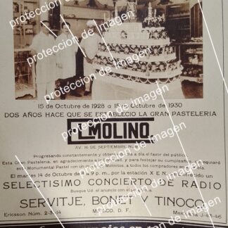 CARTEL PUBLICITARIO ANTIGUO. PASTELERIA EL MOLINO (BIMBO) 1930 /SUPER RARO