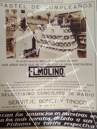 CARTEL PUBLICITARIO ANTIGUO. PASTELERIA EL MOLINO (BIMBO) 1930 /SUPER RARO