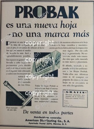 CARTEL ANTIGUO. NAVAJAS DE AFEITAR PROBAK 1930 Y OTROS
