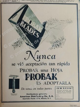 CARTEL ANTIGUO. NAVAJAS DE RASURAR PROBAK 1930 Y OTROS