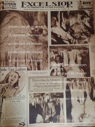 CARTEL ANTIGUO. LAS GRUTAS DE ZAPOTITLAN 1940 /CRUZ ROJA ETC LDM