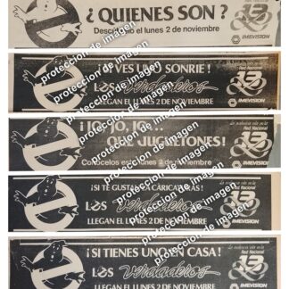 5 AFICHES RETRO PROMOCION DE PELICULA CAZA FANTASMAS EN TELEVISION CANAL 13 1987 IMEVISION /TELEVISORAS