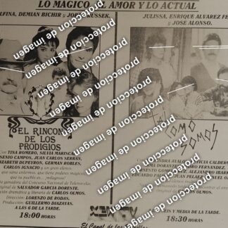 CARTEL RETRO. ESTRENAN TELENOVELAS TAL COMO SOMOS Y EL RINCON DE LOS PRODIGIOS /TELEVISA 1987