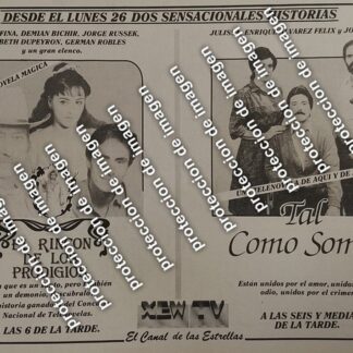 CARTEL RETRO. TELEVISA, TELENOVELAS TAL COMO SOMOS ETC 1987 /TELEVISORAS