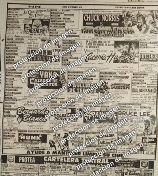 AFICHE CARTELERA DE CINE RETRO OCT 1987 CACERIA HUMANA Y OTROS