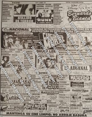 AFICHE CARTELERA DE CINE RETRO OCT 1987 BRUCE LEE Y OTROS