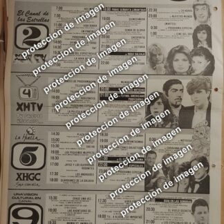 CARTEL RETRO. MENU CARTELERA DE TELEVISA OCT 1987 /TELEVISORAS