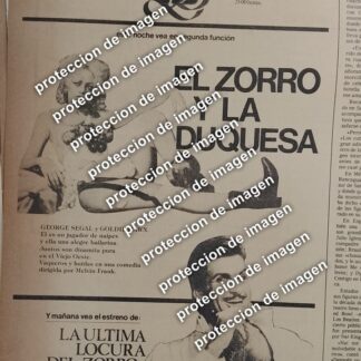 AFICHE RETRO. CANAL 13 EL ZORRO Y LA DUQUESA 1987 /TELEVISORAS