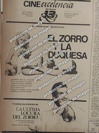 AFICHE RETRO. CANAL 13 EL ZORRO Y LA DUQUESA 1987 /TELEVISORAS