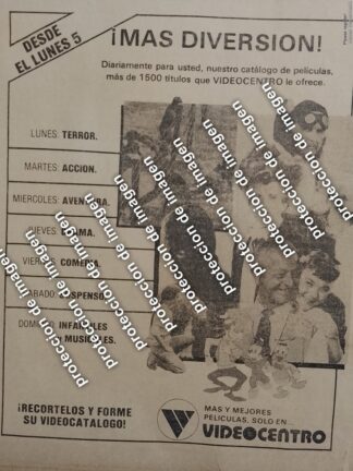 AFICHE DE PUBLICIDAD RETRO VIDEOCENTRO 1987