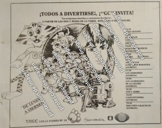 CARTEL PUBLICITARIO RETRO. DEBUTA EL GATO "GC" XHGC Y CARTELERA TELEVISA /TELEVISORAS