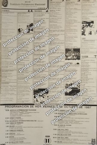 CARTEL RETRO, CARTELERA CULTURAL DEL POLITECNICO 1987 /ESCUELAS