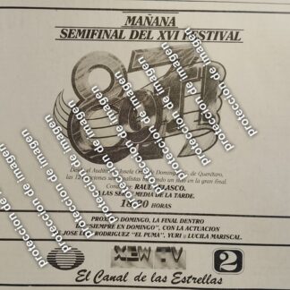 AFICHE RETRO, FESTIVAL OTI SEMIFINAL 1987 TELEVISA