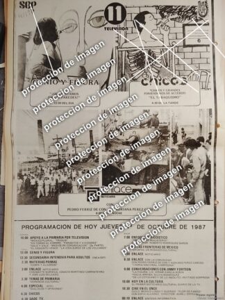 AFICHE VINTAGE, PROGRAMACION CANAL 11 /TELEVISORAS 1987 PEDRO FERRIZ Y MAS