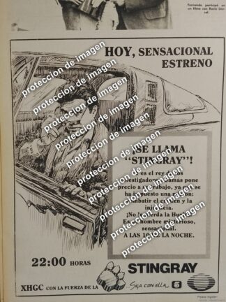 CARTEL PUBLICITARIO RETRO, TELEVISA XHGC. PROGRAMA STINGRAY 1987