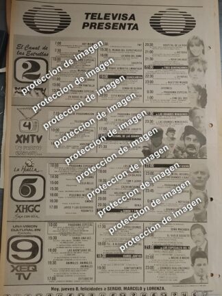 CARTEL PUBLICITARIO VINTAGE. CARTELERA DE TELEVISA OCT 1987 /TELEVISORAS