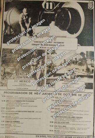 AFICHE PUBLICITARIO VINTAGE, PROGRAMACION DEL CANAL 11 /TELEVISORAS 1987