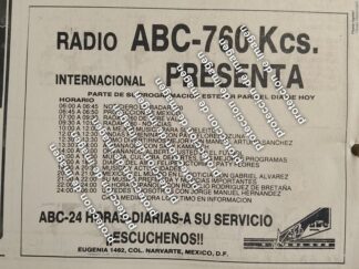 AFICHE RETRO, PROGRAMACION RADIO ABC 760KHZ 1987 /RADIO DIFUSORAS