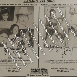 CARTEL PUBLICITARIO RETRO. TELEVISA, TELENOVELAS EL CANAL DE LOS PRODIGIOS Y TAL COMO SOMOS 1987