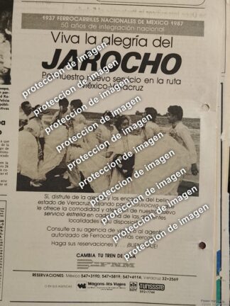 AFICHE RETRO DE TURISMO Y FERROCARRILES NACIONALES 1987 VERACRUZ