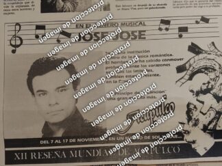 AFICHE RETRO. JOSE JOSE EN FESTIVAL DE CINE ACAPULCO 1987 /ARTISTAS