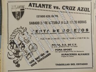 AFICHE PUBLICITARIO RETRO ATLANTE Vs CRUZ AZUL 1987 /FUTBOL