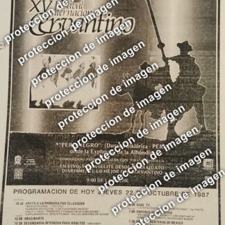 AFICHE RETRO, FESTIVAL INTERNACIONAL CERVANTINO 1987 PERU NEGRO